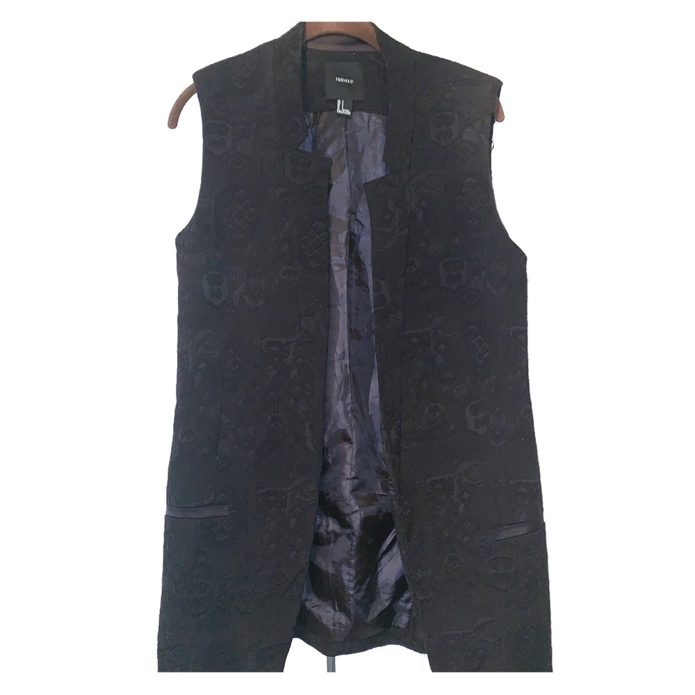 Black floral print vest